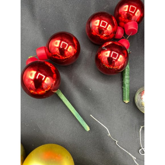 Vintage Mercury Glass Christmas Balls Bunches Floral Picks Red, Gold, Silver - Picture 7 of 9